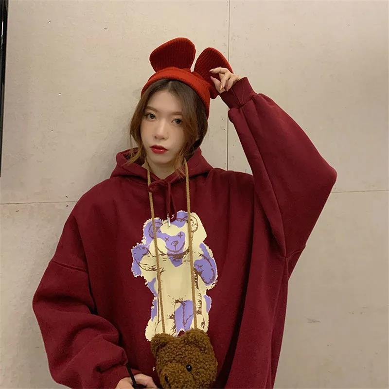 Áo hoodie dài tay dáng rộng thiết kế mới năng động thời trang mùa thu dành cho nữ