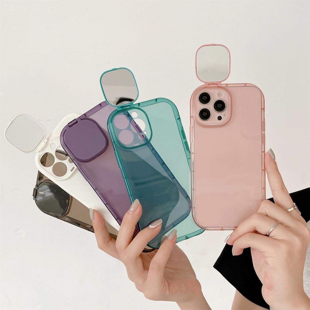 Ốp Điện Thoại Silicon Hình Máy Ảnh Kèm Gương Trang Điểm Cho iPhone13ProMax 7 8p 11 12 XS XR mmkl