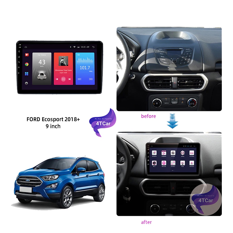 Mặt dưỡng Ford Ecosport 2018-2019 (10 inch)