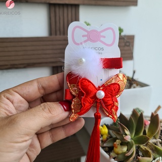 Set 2 kẹp tóc hình bướm phong cách trung hoa ngày tết cao cấp