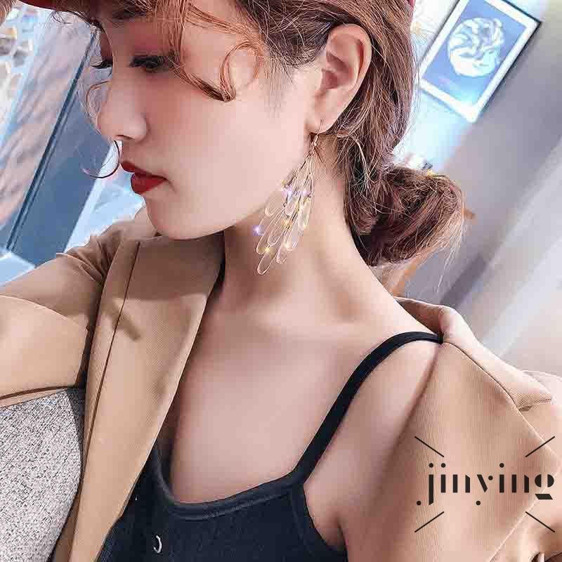 GETNOIVAS Khuyên tai pha lê dáng dài phong cách Âu Mỹ cá tính