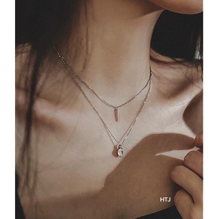 DÂY CHUYỀN BẠC KÉP MẶT ĐÁ CAO CẤP