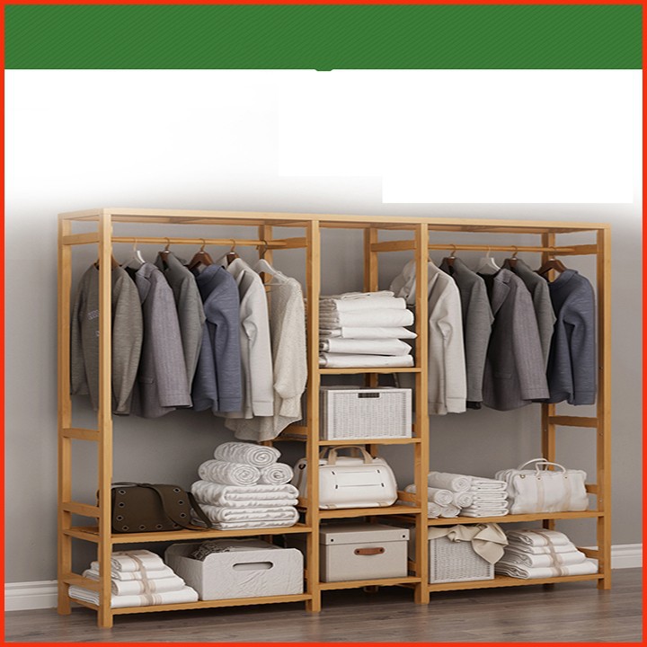Tủ treo quần áo gỗ tre cao cấp 165cm X 145cm | BigBuy360 - bigbuy360.vn