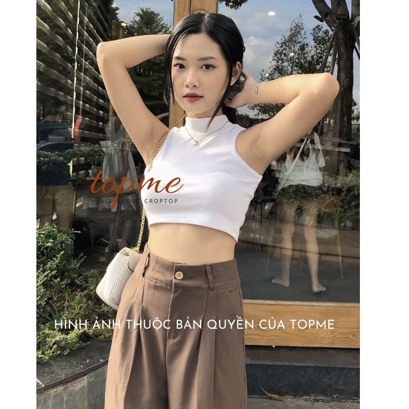 Croptop Cổ Lọ TOPME, Áo Croptop Ôm Body Chất Thun Cao Cấp Dày Mềm - CTCL01