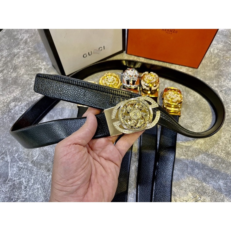 Thắt lưng da nam mặt xoay tròn , dây lưng nam thời trang nam