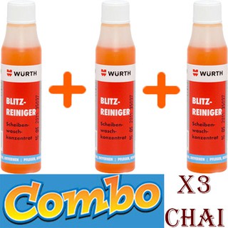 Bộ X3 Chai dung dịch rửa kính chắn gió Wurth windscreen cleaner 32ml