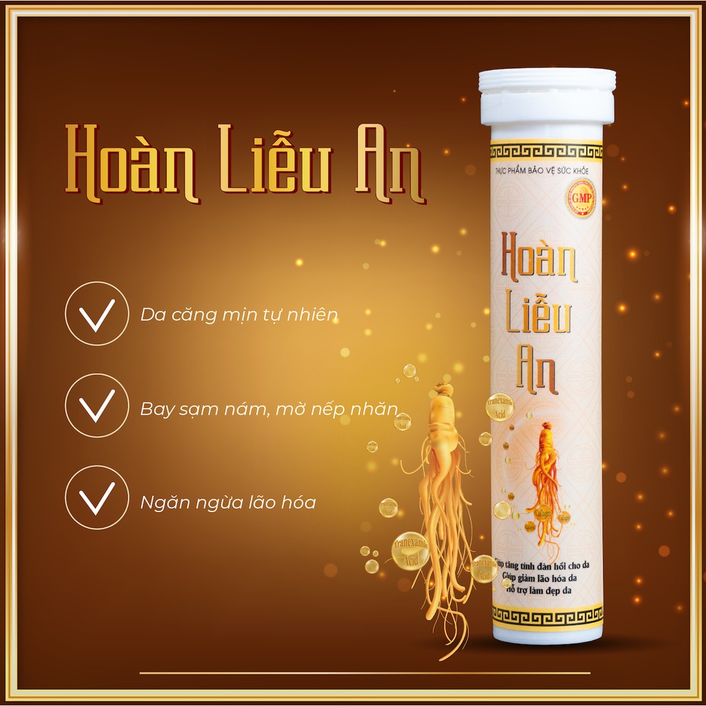 Viên uống collagen trắng da toàn thân Hoàn Liễu An, khử nám,tàn nhang giúp làn da trắng mịn tự nhiên lọ 20 viên