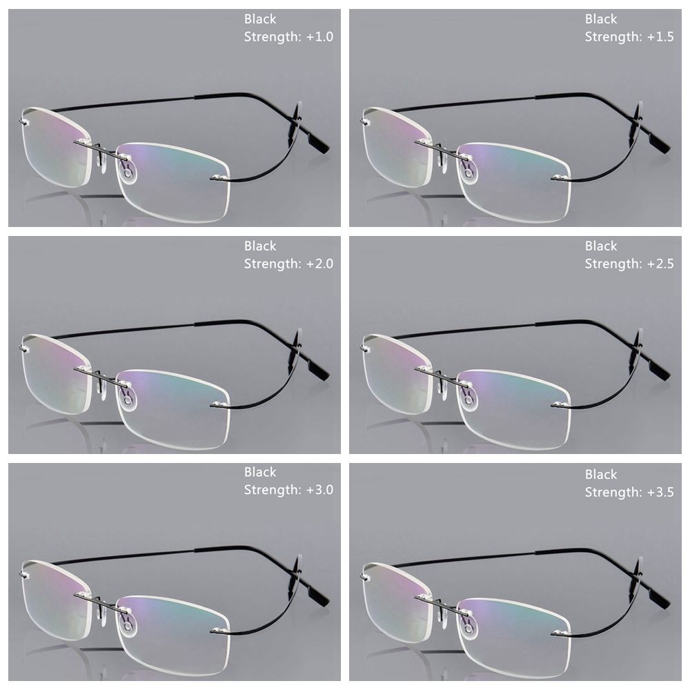 JUNE Health Care Reading Glasses Elder Memory Titanium Eyeglass Ultralight Rectangular Degree Spectacles Unisex Rimless/Multicolor
