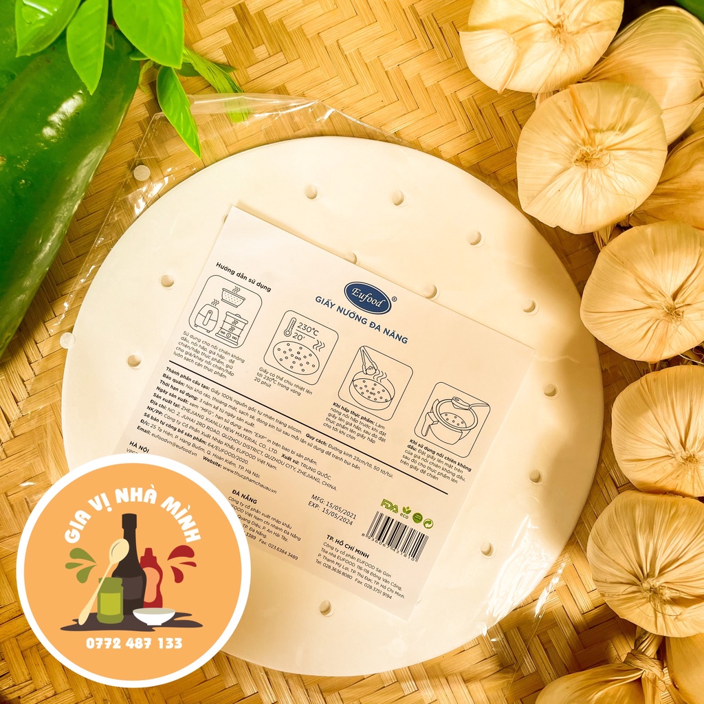 GIẤY NƯỚNG ĐA NĂNG  EUFOOD  CHO NỒI CHIÊN KHÔNG DẦU50 TẤM /SIZE 20CM,25CM
