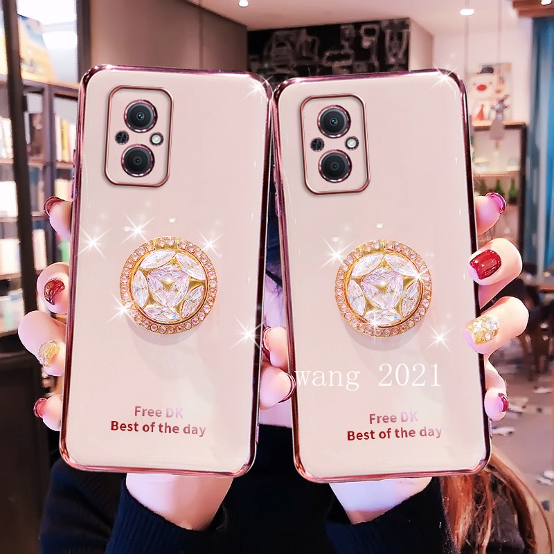 Ốp Điện Thoại Dẻo Mạ Màu Đính Đá Sang Trọng Có Giá Đỡ Cho OPPO Reno8 Z Reno8 Pro 5G 2022