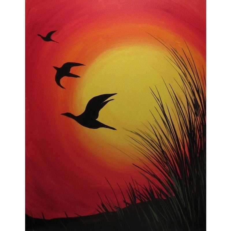 Bộ tranh đính đá 5D họa tiết phong cảnh hoàng hôn độc đáo DIY dùng trang trí