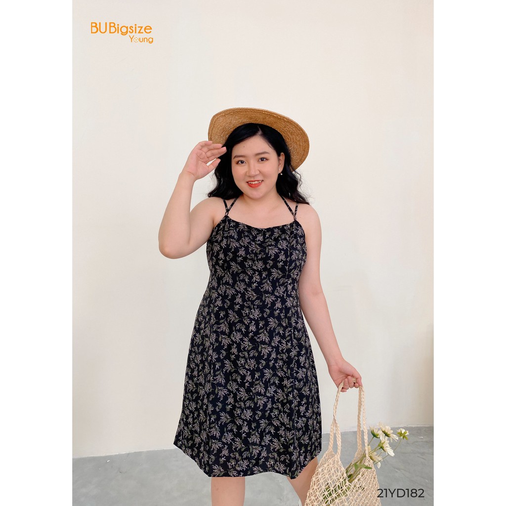 [Mã INCU50 giảm 50K đơn 150K] Đầm dáng A hai dây buộc cổ BIGSIZE (55kg đến 95kg) - 21YD182 - [BU Bigsize Young] | BigBuy360 - bigbuy360.vn
