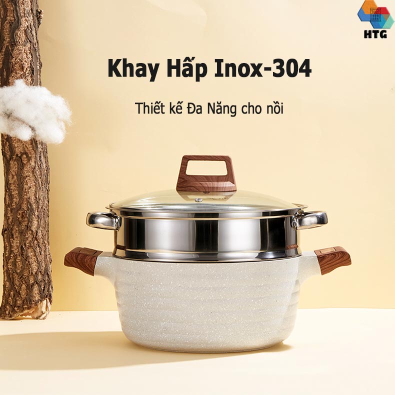 Nồi Đá Maifan Phaedra Hàng Cao Cấp, Chống Dính Siêu Bền, Có Xửng Hấp, Sử Dụng Mọi Loại Bếp, Gia Nhiệt Nhanh