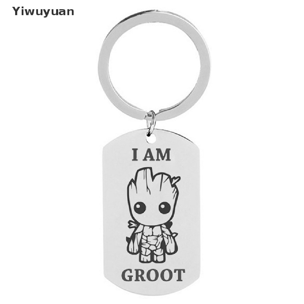 &lt; Yiwuyuan &gt; Móc Khóa Bằng Thép Titan Không Gỉ Hình Groot Trong Guardians of the Galaxy 2