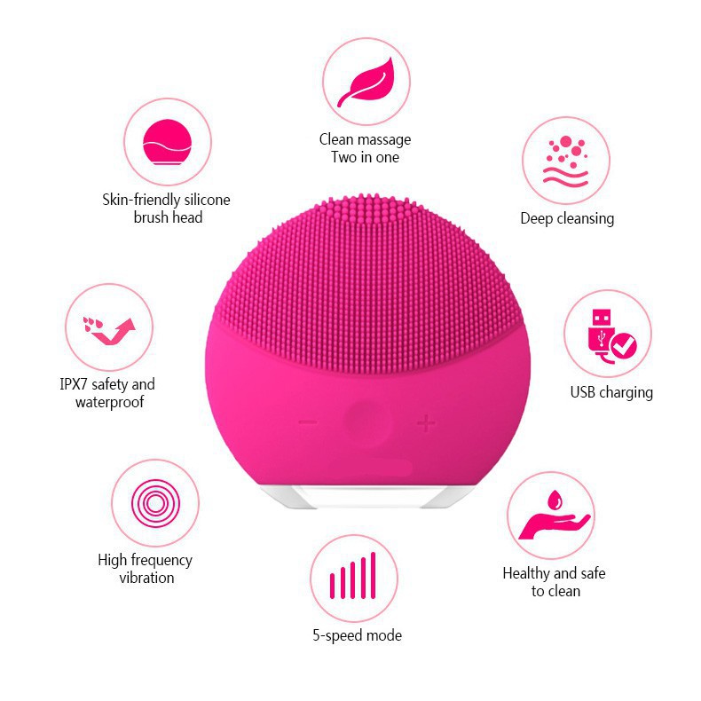 Máy Rửa Mặt Forever Luna Mini 2 - Massage Da Mặt Sóng Siêu Âm 8 Cấp Dộ Có Thể Sạc