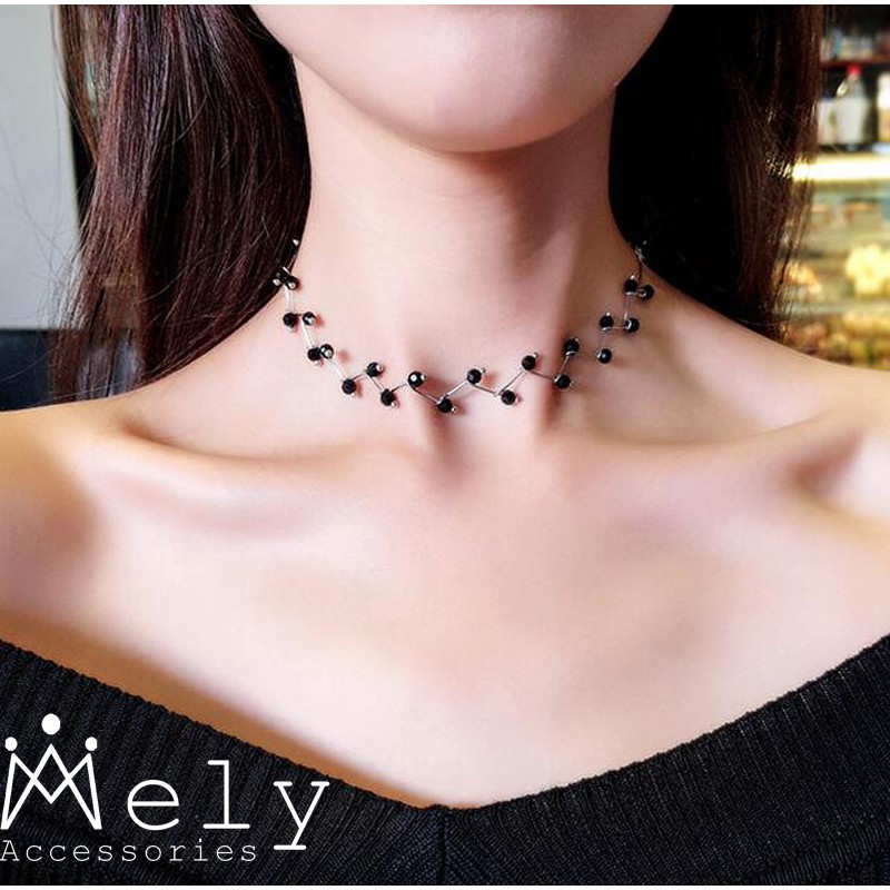 VÒNG CỔ CHOKER HẠT NGỌC (ĐEN,TRẮNG) #8