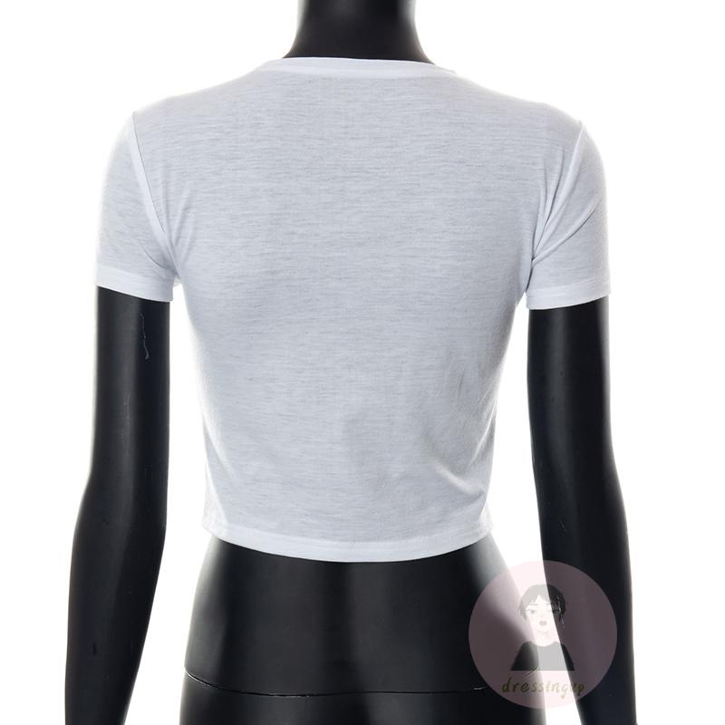 Áo Thun Tay Ngắn Cổ Tròn Dáng Ôm In Họa Tiết Hoạt Hình Thời Trang Mùa Hè Cho Nữ