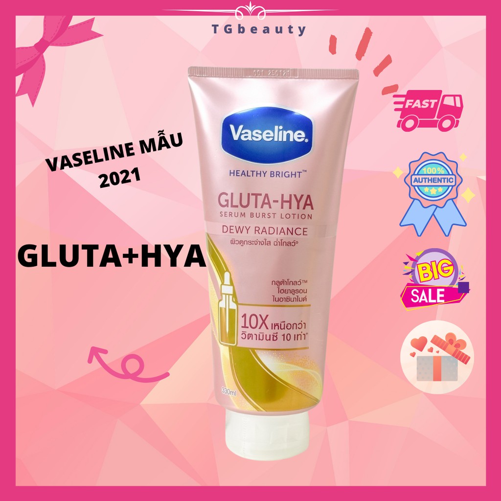 [VASELINE THÁI] Lotion Dưỡng Da Vaseline Gluta-Hya Serum 10x Trắng Da Màu Hồng Ban Đêm 330ML