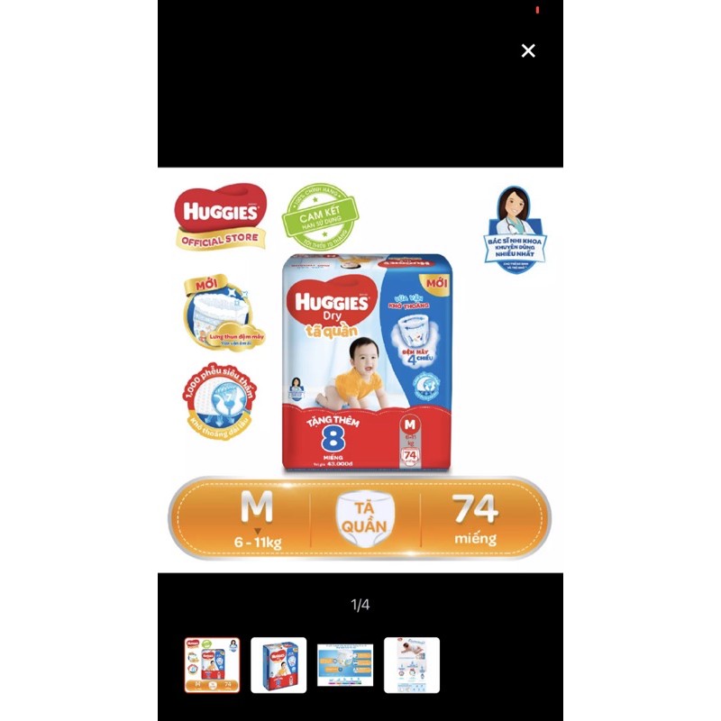 Tả quần Huggies size M 76 + 8 miếng (Hàng khuyến mãi)