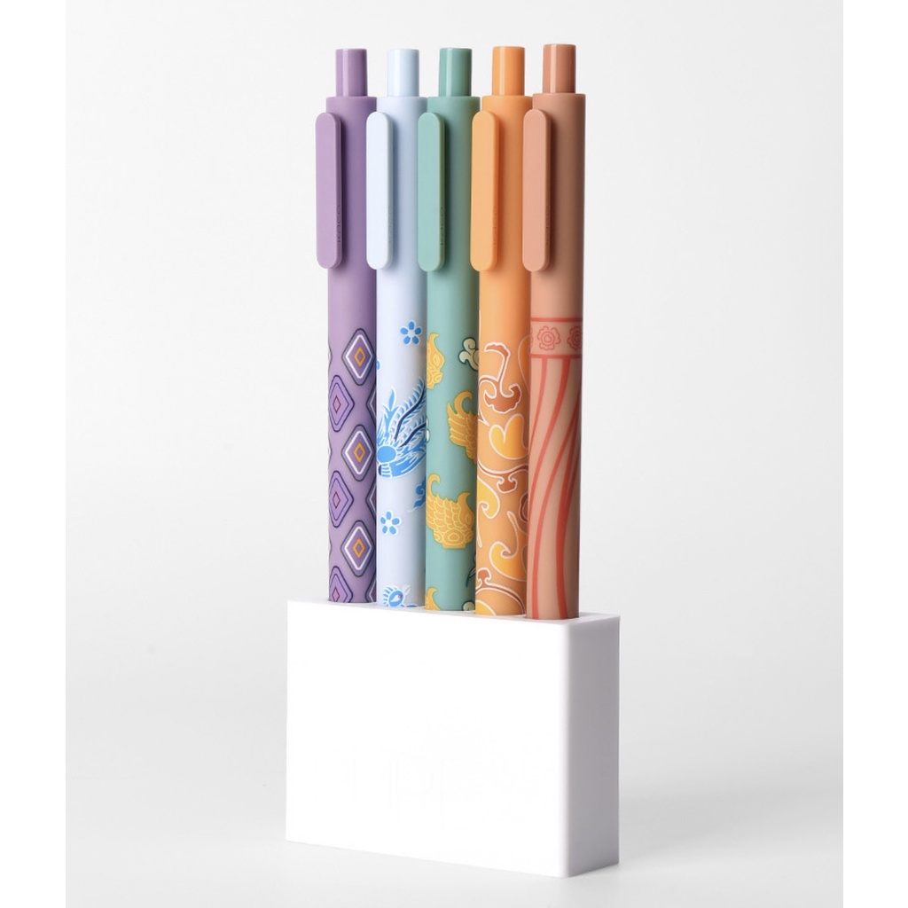 Bộ 5 bút gel Kaco Pure ngòi 0,5mm cổ đại mực màu