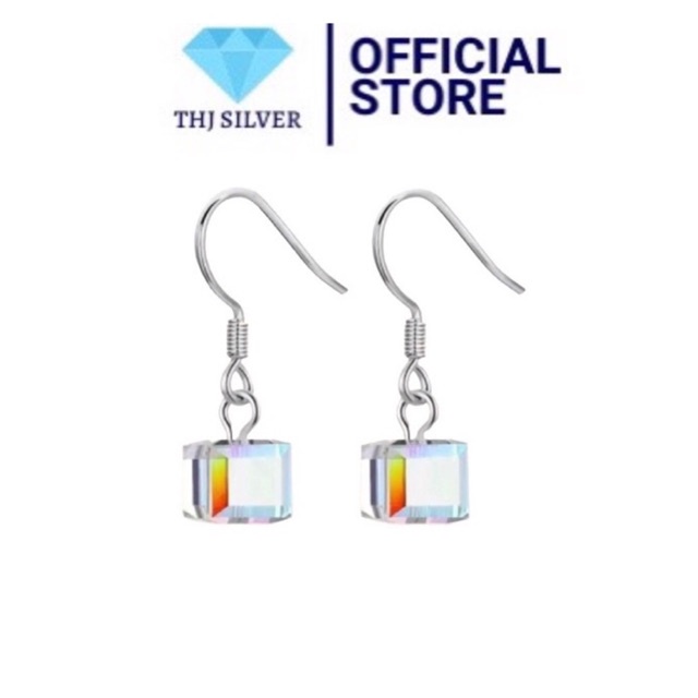 BÔNG TAI PHA LÊ nhân tạo bạc ta , sang trọng - THJ SLIVER