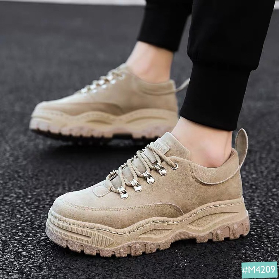 Giày Thể Thao Sneaker Độn Đế Tăng Chiều Cao Nam MINSU Platform M4209 Hàn Quốc Đế Độn Da Lộn Ngầu Khi Mix Đi Chơi