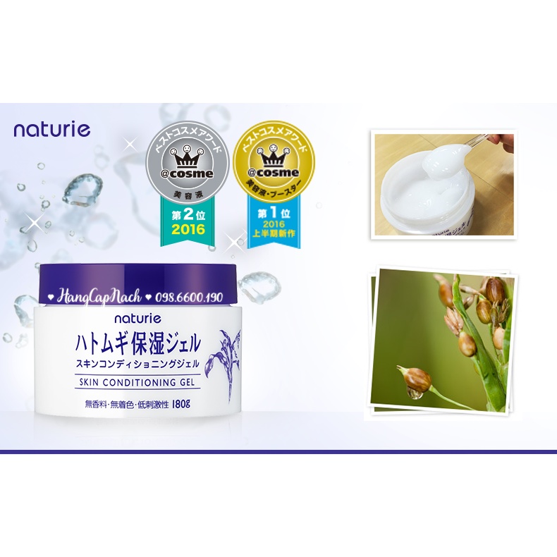 Gel Dưỡng Ẩm Da Hạt Ý Dĩ Naturie Nhật Bản 180g