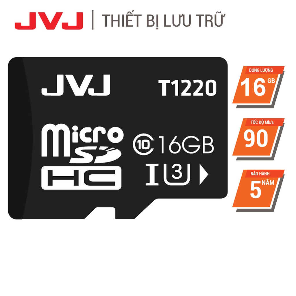 Thẻ nhớ JVJ 16G U3 C10 tốc độ cao - chuyên dụng cho CAMERA, Điện thoại, Máy ảnh,... tốc độ cao 95Mb-140Mb/s