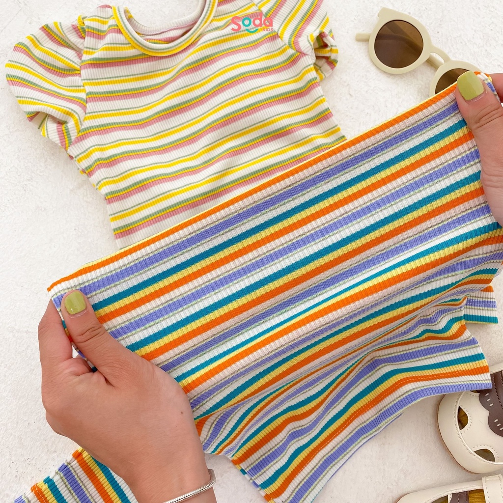 Váy body bé gái SODA KIDS thiết kế tay bồng, chất liệu thun tăm co giãn tốt, phong cách Hàn Quốc