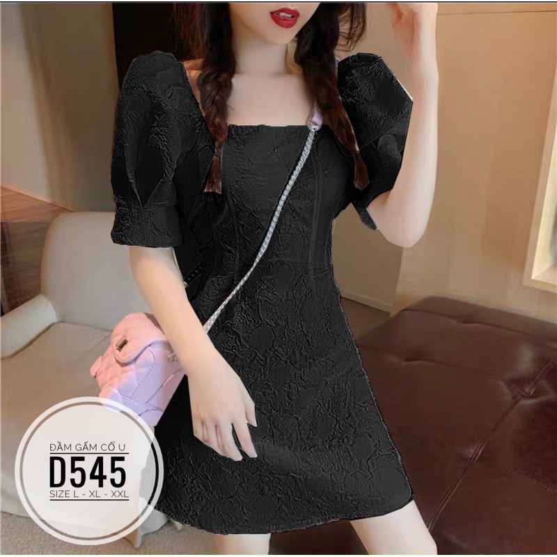 Bigsize Đầm gấm cổ U D545