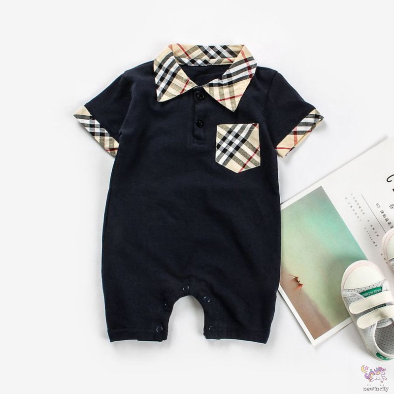 Bộ Áo Liền Quần Caro Hàn Quốc Cho Bé Trai