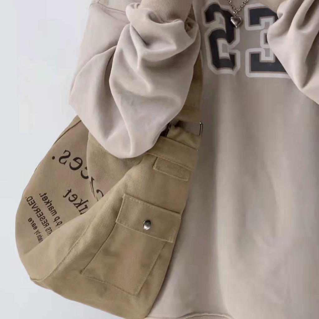 Túi Vải canvas Sức Chứa Lớn In Chữ Phong Cách Cổ Điển Cho Nữ