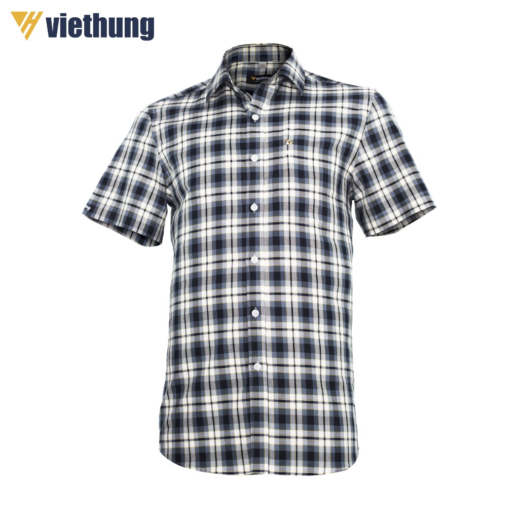 Áo Sơ Mi Nam Ngắn Tay Dáng Ôm VIỆT HƯNG Chất Vải Tổng Hợp Cotton Thoáng Mát Thiết Kế Vạt Bầu Họa Tiết Caro Nhiều Màu | BigBuy360 - bigbuy360.vn