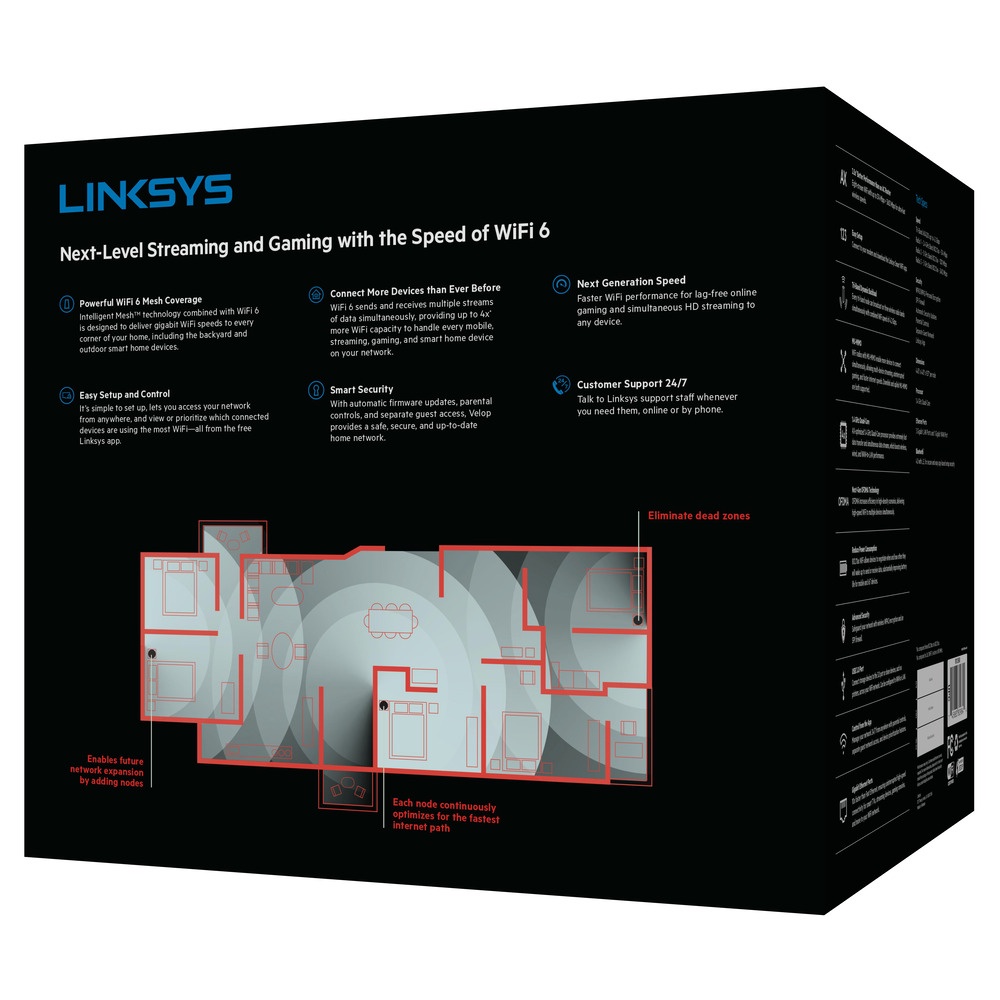 Bộ phát wifi Linksys Velop MX12600 - Router mesh wifi 6 chuẩn AX4200 - 3 băng tần (Bộ có 3 sản phẩm)