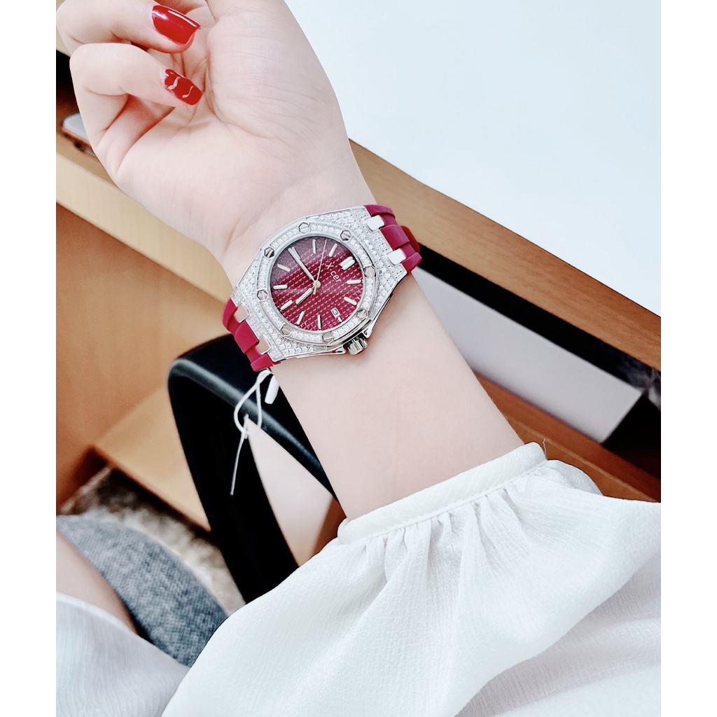 Đồng Hồ Nữ X-cer B0604 - Dây Cao Su - Vỏ Silver , Máy Quartz - Pin , Size 36mm