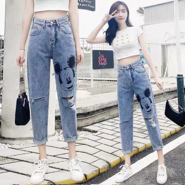 Quần Jeans baggy Mickey