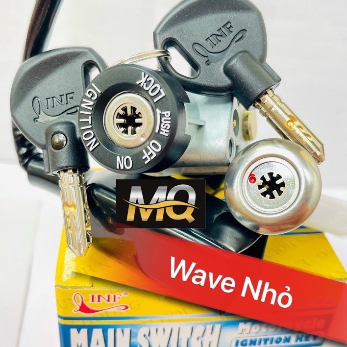 BỘ Ổ KHOÁ XE WAVE NHỎ 2006 TRỞ VỀ TRƯỚC (8 CẠNH ĐIỆN VÀ YÊN)