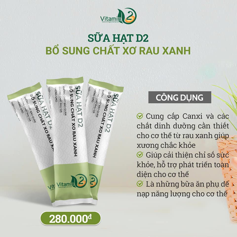Sữa Hạt - Dạng bột - Bổ Sung Chất Xơ Rau Xanh - VITAMIN D2