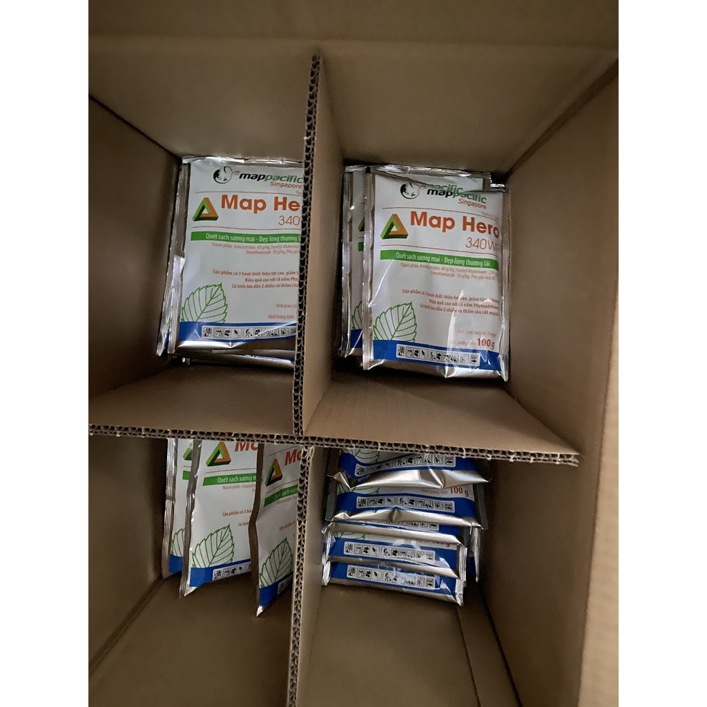 Thuốc đặc trị sương mai, dưỡng cây bóng trái Map Hero 340WP - gói 100gr