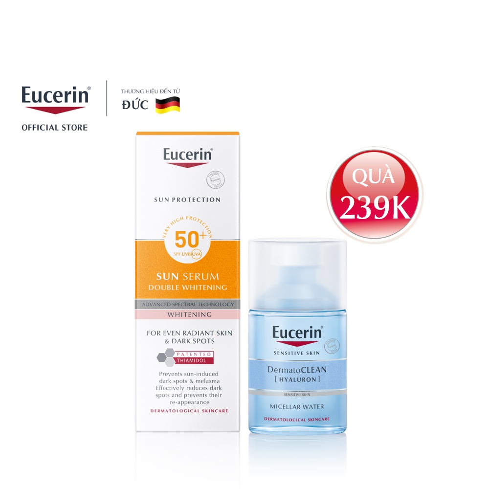 [Mua 1 tặng 1]Kem chống nắng Eucerin Double Whitening Serum SPF50+ -87997 Tặng 1 Tẩy trang Eucerin Dermato Clean-83581