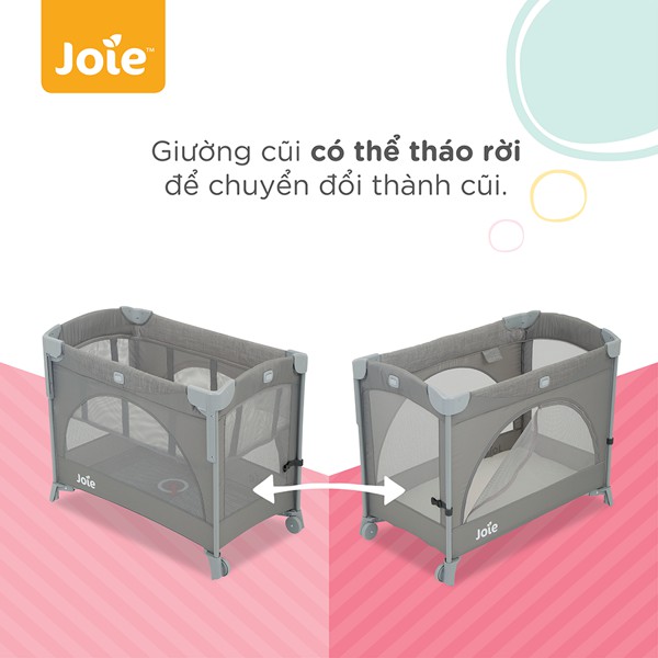 [Mã MKBC01 giảm 80k đơn 1 triệu] Giường cũi trẻ em Joie Kubbie Sleep Foggy Gray