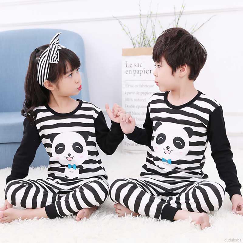 Bộ đồ ngủ tay dài in họa tiết hoạt hình dễ thương cho bé 2-10 tuổi
