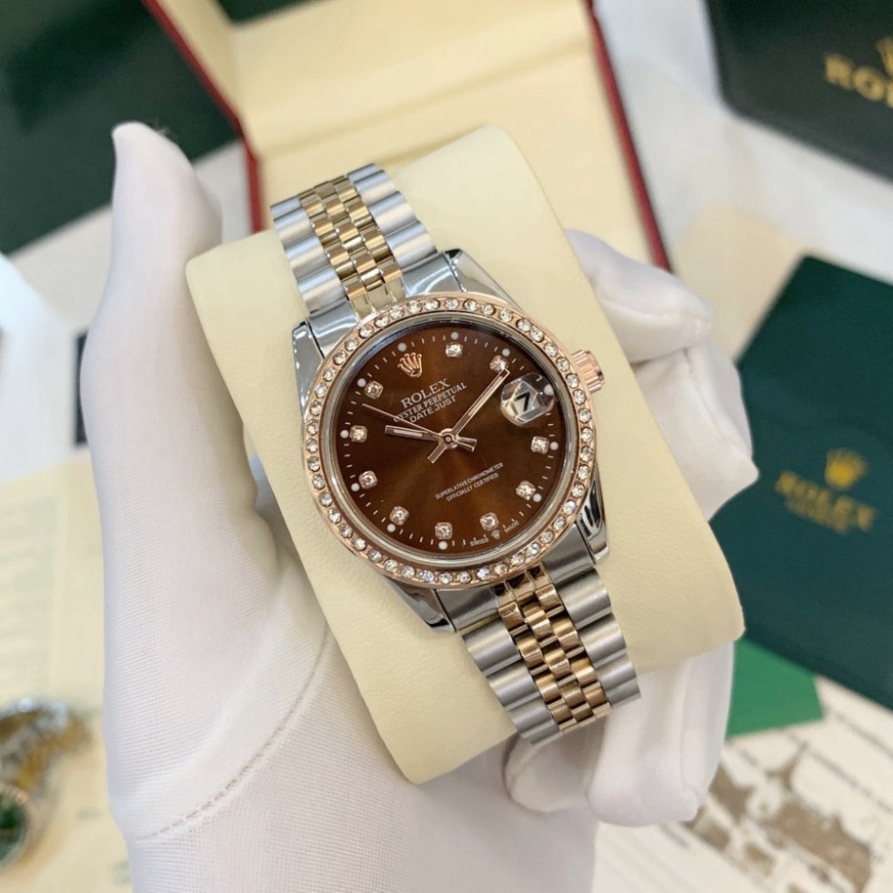 Đồng hồ nữ Rolex mặt tròn đính đá sang trọng dây kim loại bảo hành 12 tháng DHN603 Shop404 | BigBuy360 - bigbuy360.vn