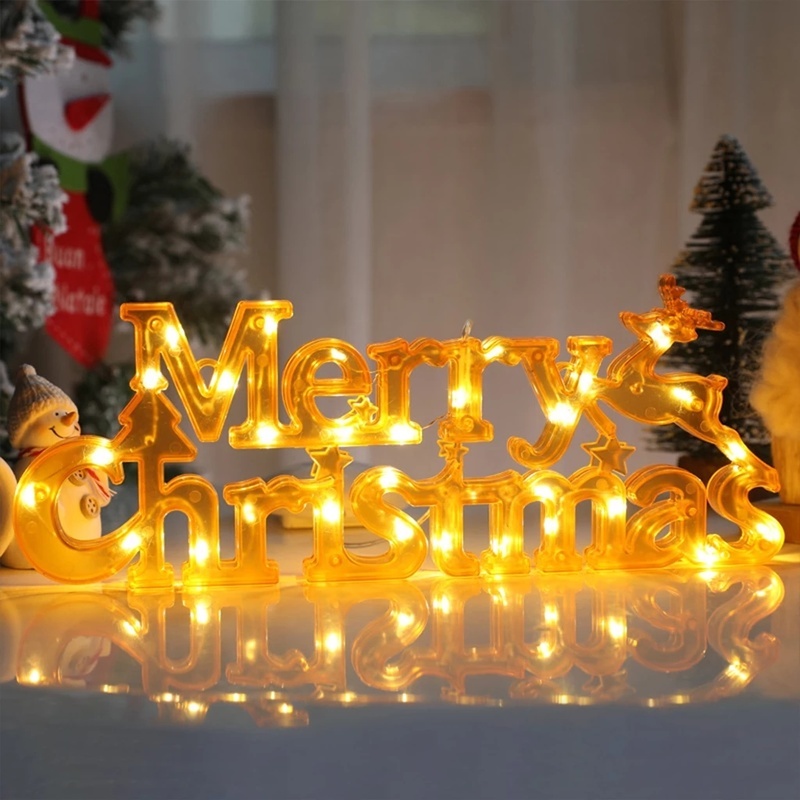 Dây đèn LED Merry Christmas nhiều màu dùng để trang trí cho cây thông Noel/ sân vườn