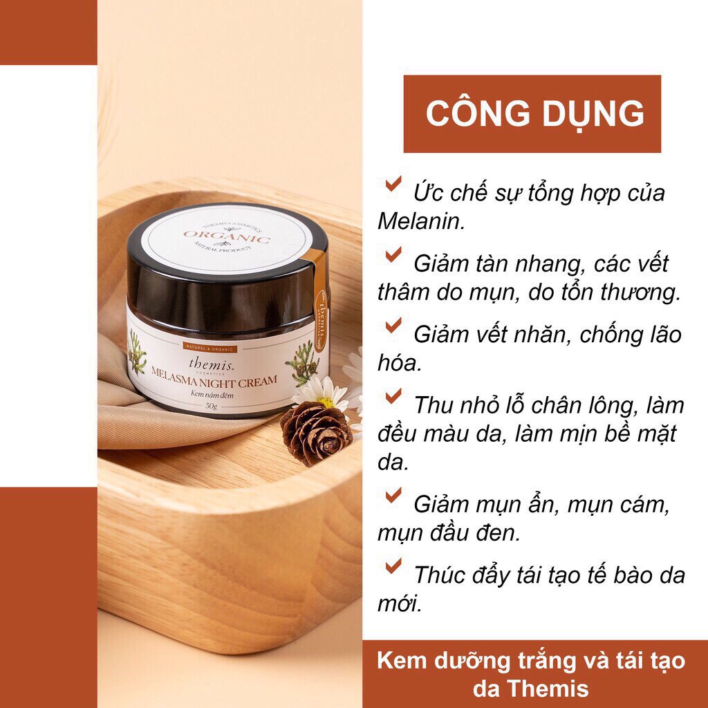 Kem dưỡng trắng da ban đêm Themis, cấp ẩm và dưỡng ẩm cho da - Chính hãng phân phối