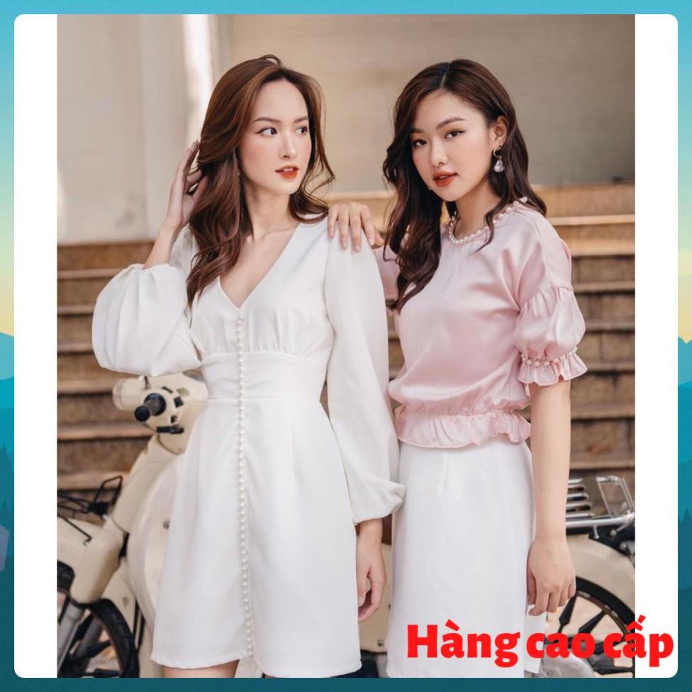 (Hàng cao cấp) Đầm dạo phố cổ V phối cúc xinh xắn - Martha Dress | BigBuy360 - bigbuy360.vn