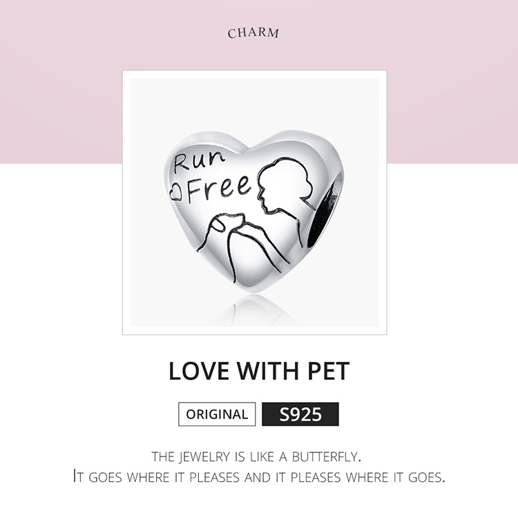 Hạt Phụ Kiện Xỏ Vòng Tay Bamoer SCC1679 Hình Trái Tim Bằng Bạc Thật 925 Làm Trang Sức Quà Tặng Cho Nữ