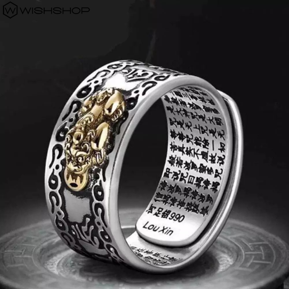 Nhẫn hở phong thủy Pixiu có thể điều chỉnh dành cho nam và nữ
