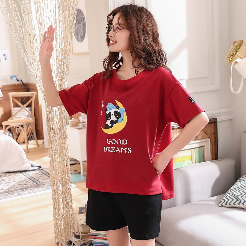 Bộ Đồ Ngủ Pijama Ngắn Tay In Họa Tiết Dễ Thương Phong Cách Nhật Bản Cho Nữ