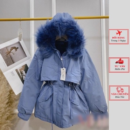 Áo parka nữ lót lông có mũ tháo rời cao cấp ulzzang Hàn Quốc mùa thu đông